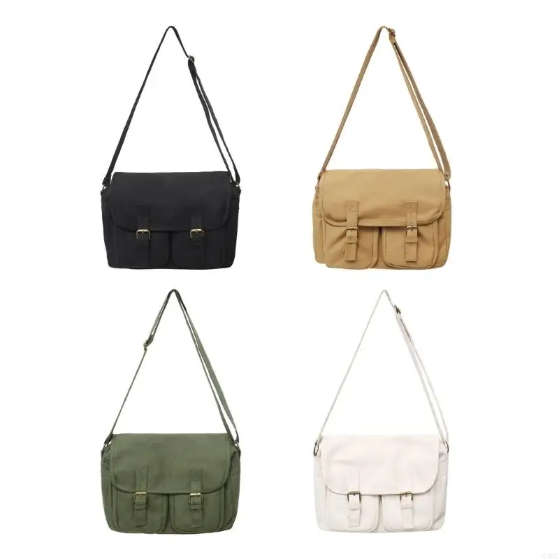 

63HC Harajuku Canvas Shoulder Bag Crossbody Bags Large Capacity Postman Bag for Women