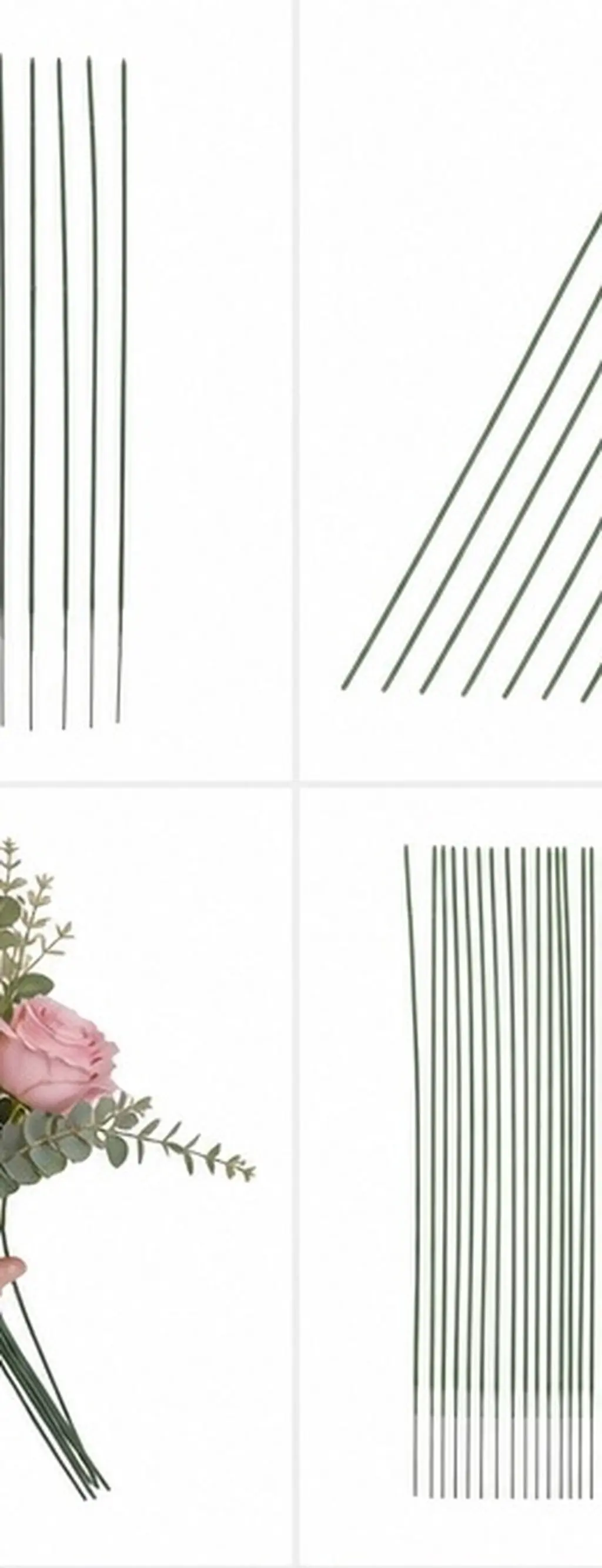 100Pcs Floral Stems Wire Green Coated 25Cm Bendable Artificial Rose Stems for Flower Arrangements Bouquets Floral Supplies