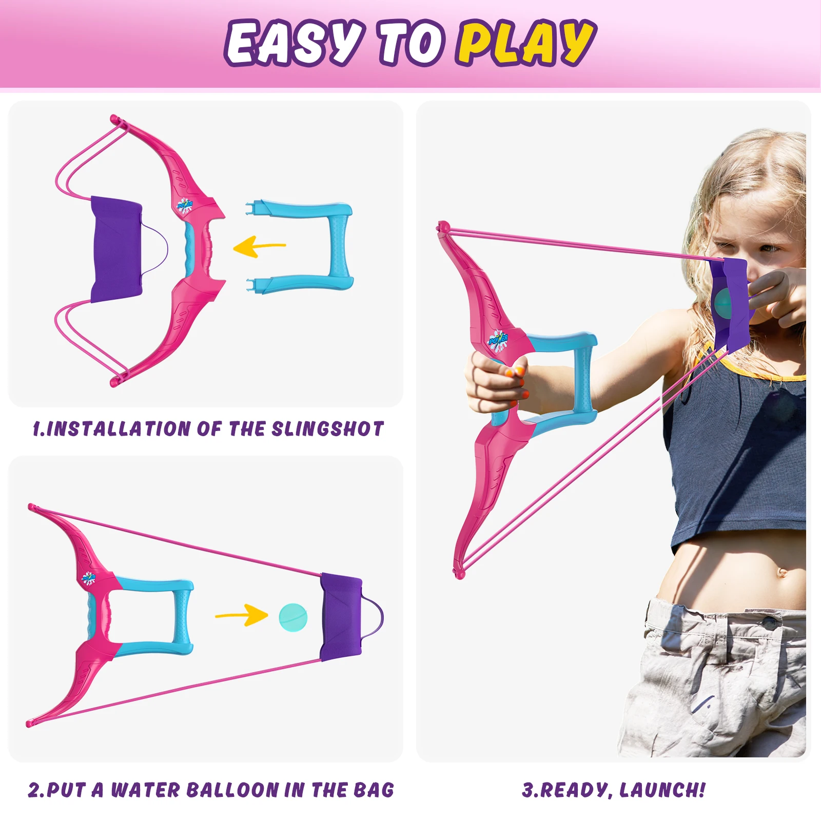 Lanzador de arco e flecha de balão de água reutilizável com balões de água bomba verão diversão piscina de água atividades ao ar livre brinquedos de água jogos