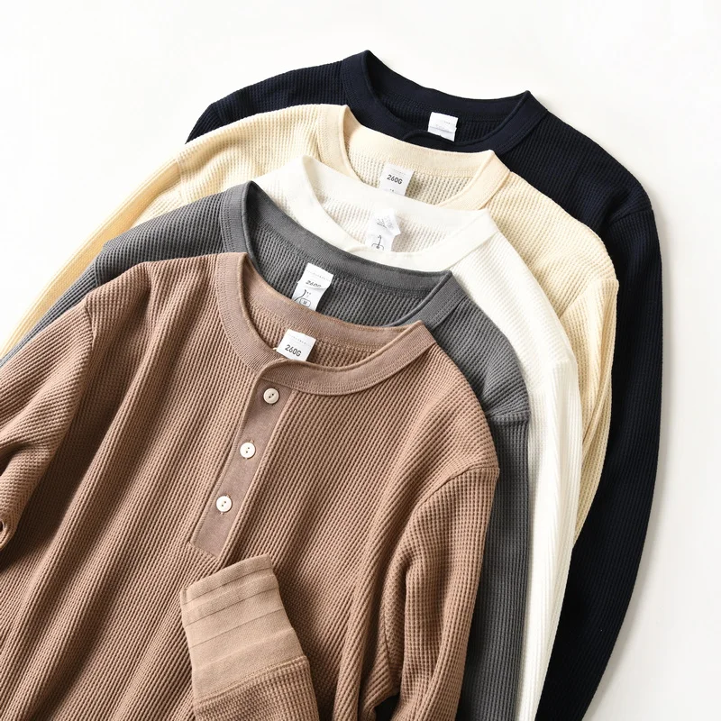 

Slim Fit Long Sve T-irt Henry Collar Base irt Men's Faion Casual Wear Autumn Season Stand Cut Polyester Cotton Blend