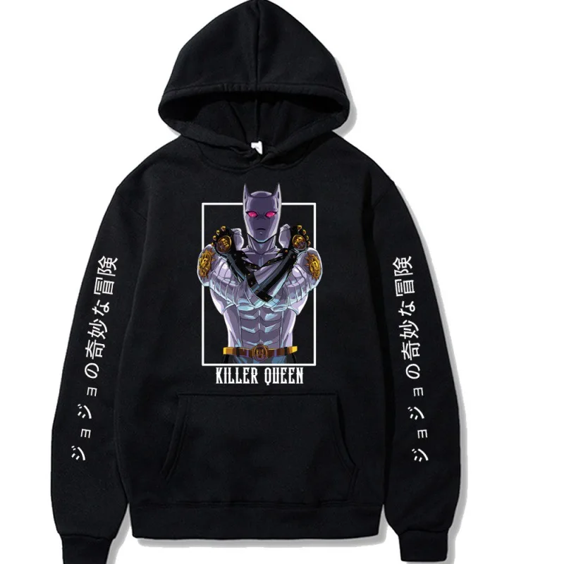 Jojo Killer Queen Anime Hoodie Men Moletom Masculino  Autumn and Winter streetwear  Casual Regular