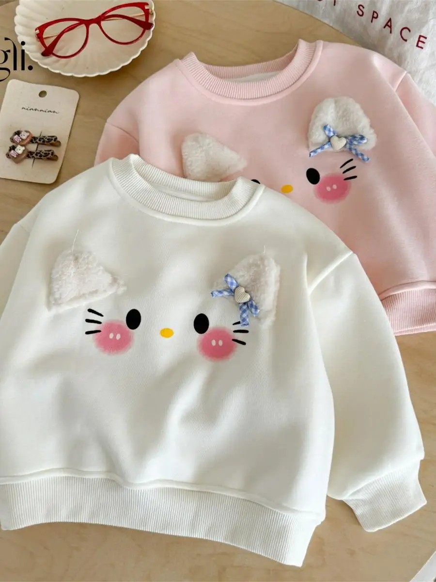 Dziewczęca bluza z kapturem z podszewką, zimowa odzież, nowa, super modna bluza dla dzieci, warstwa bazowa, top irt