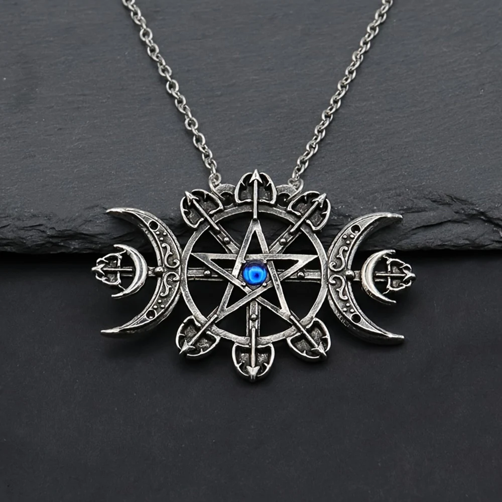 Mystic Witcher Pentagram Blessing Moon Necklace for Women Gothic Necklace Girls Goth Accessories Designer Jewelry