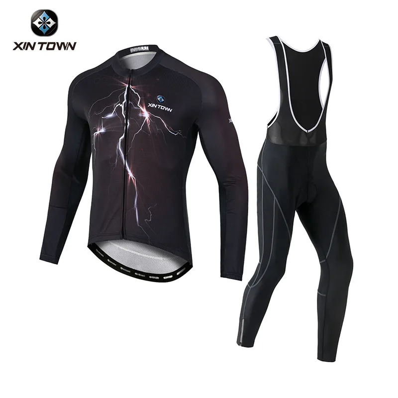 

Мужская одежда для велоспорта, комплект из трикотажных брюк с длинными рукавами, велосипедные майки, мужская велосипедная одежда с подкладкой, наряд Mtb, дышащая осень