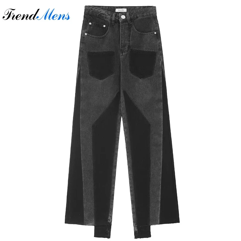 

Jeans for Men Casual Baggy Pants Straight-leg Patchwork Trousers Pantalon Homme Men's Clothing Hip Hop Streetwear Y2k Top Kanye