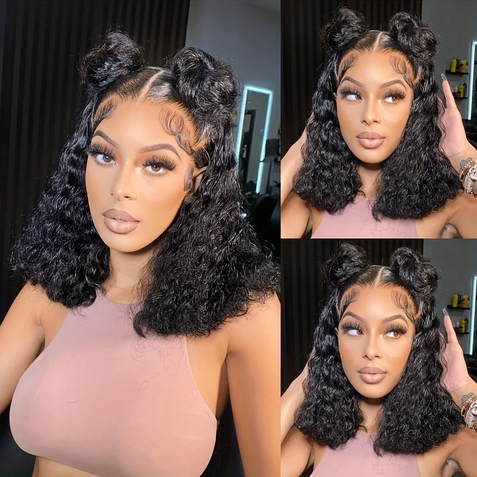 

13x4 Curly Bob Wig Lace Front Human Hair Wigs Deep Curly Short Bob Wig Lace Frontal Curly Wigs Ready To Wear Pre Plucked