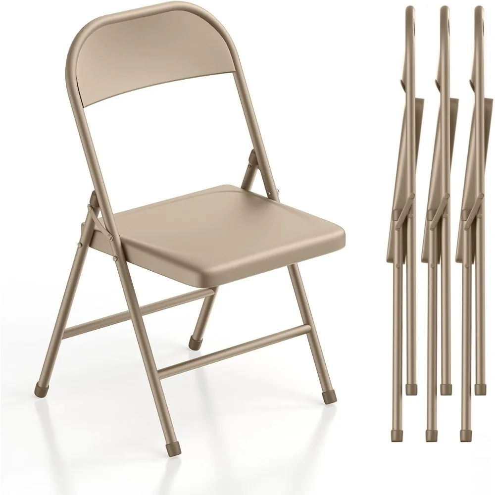 

4 Pack Metal Folding Chair with Steel Seat and Double Braced Frame, Foldable Chairs for Parties, Meetings and Outdoor Events