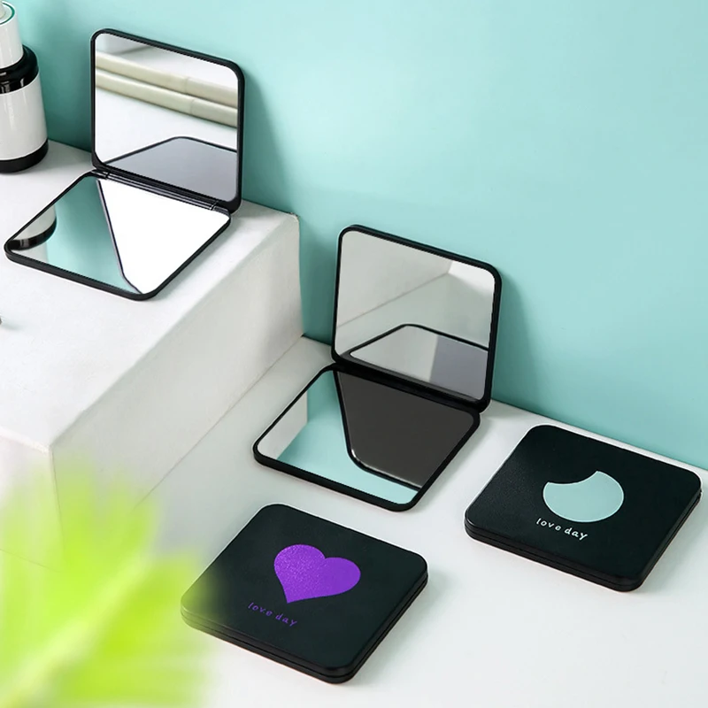 Mini Square Foldable Makeup Mirror Portable Hand Vanity Mirror Double-side Compact Mirror Pocket Cosmetic Mirrors