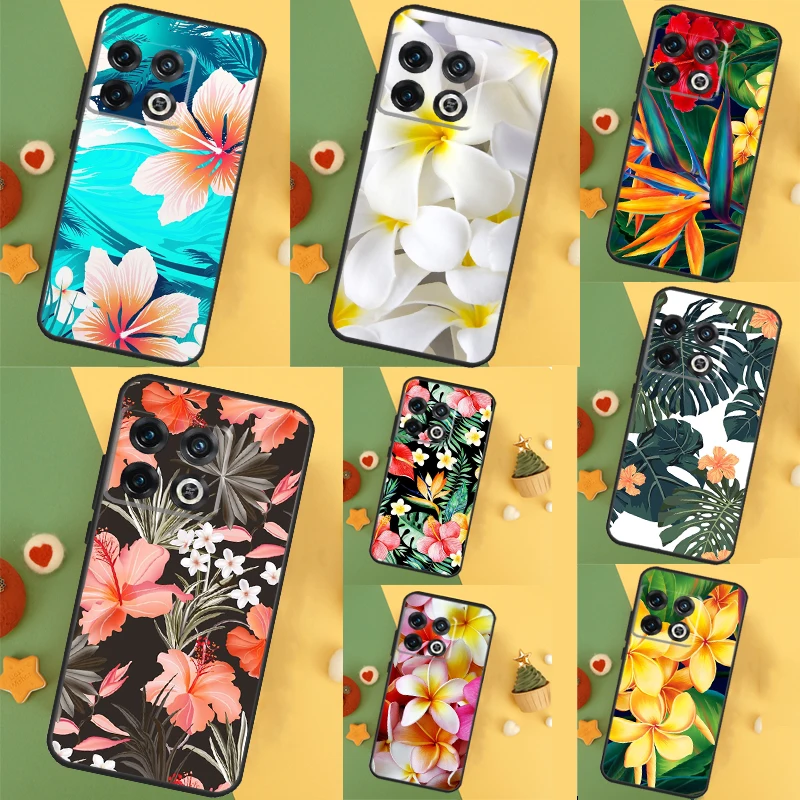 Tropical Paradise Hawaiian Flower Case For OnePlus 12R 10T 10R 9R 8T 12 11 9 10 Pro Nord CE 3 Lite 2 2T CE4 N10 N20 N30 Cover