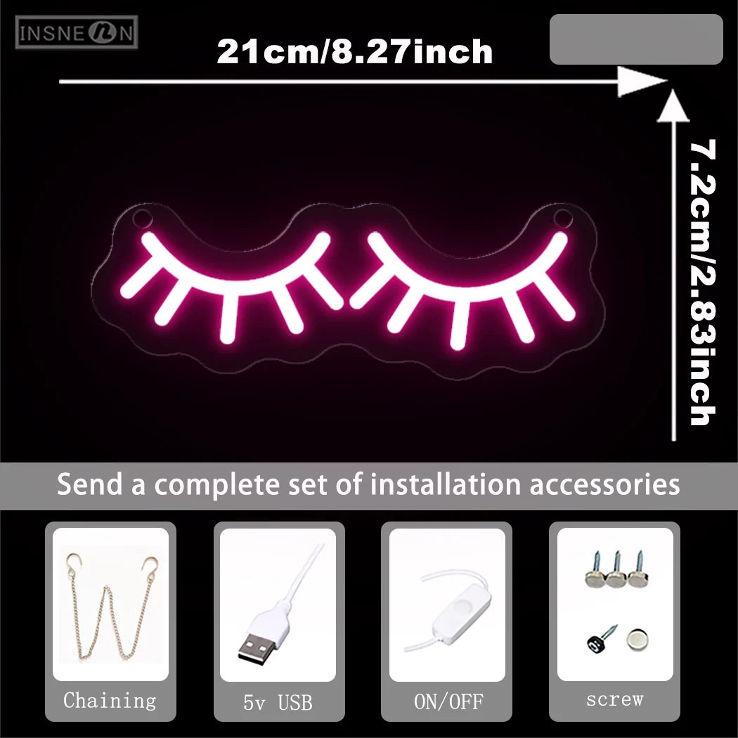 Eye Lashes Neon Sign Light Beauty Shop Business Indoor Bedroom Lady Room Beauty Salon Nail Shop Cosmetics Shop Wall Decoration