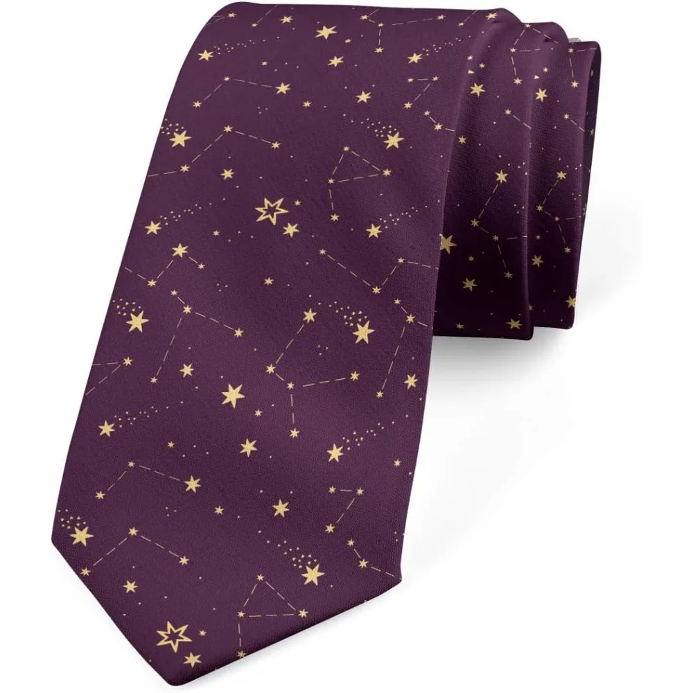 

Мужской галстук с фиолетовой звездой и созвездием - галстук в стиле галактики для любителей астрономии, повседневный подарок