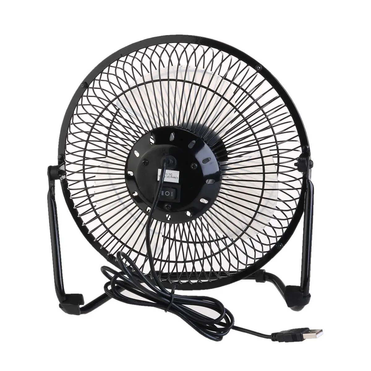 8-Inch USB Metal Fan Black Mini with Brushless Motor 2-Speed Wind Settings 360-Degree Rotation Portable Cooling Fan for Laptop