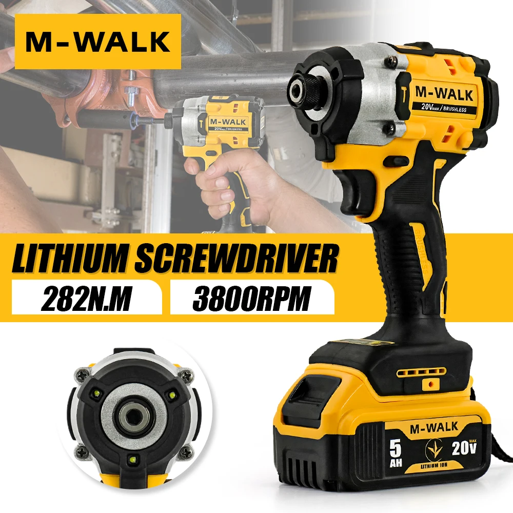 

DCF860 285 Нм Аккумуляторная электрическая дрель с ударным приводом Бесщеточная 1/4 дюйма 4-скоростная отвертка Электроинструмент для аккумуляторного штифта Dewalt 20 В