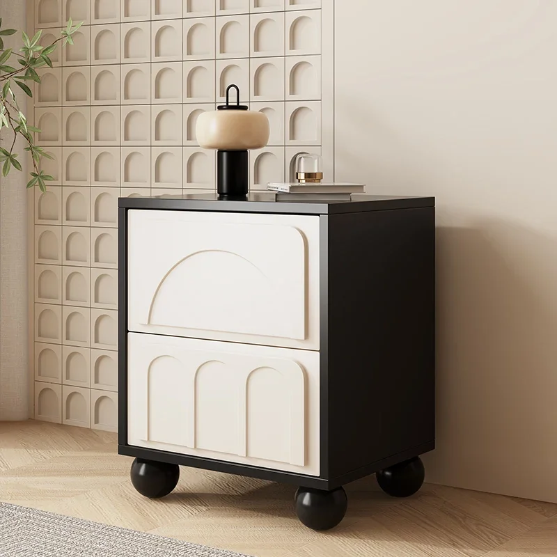

Aesthetic Minimalist Bedside Table Space Saving Cream Style Night Table Simple Storage Mesita De Noche Bedroom Furniture