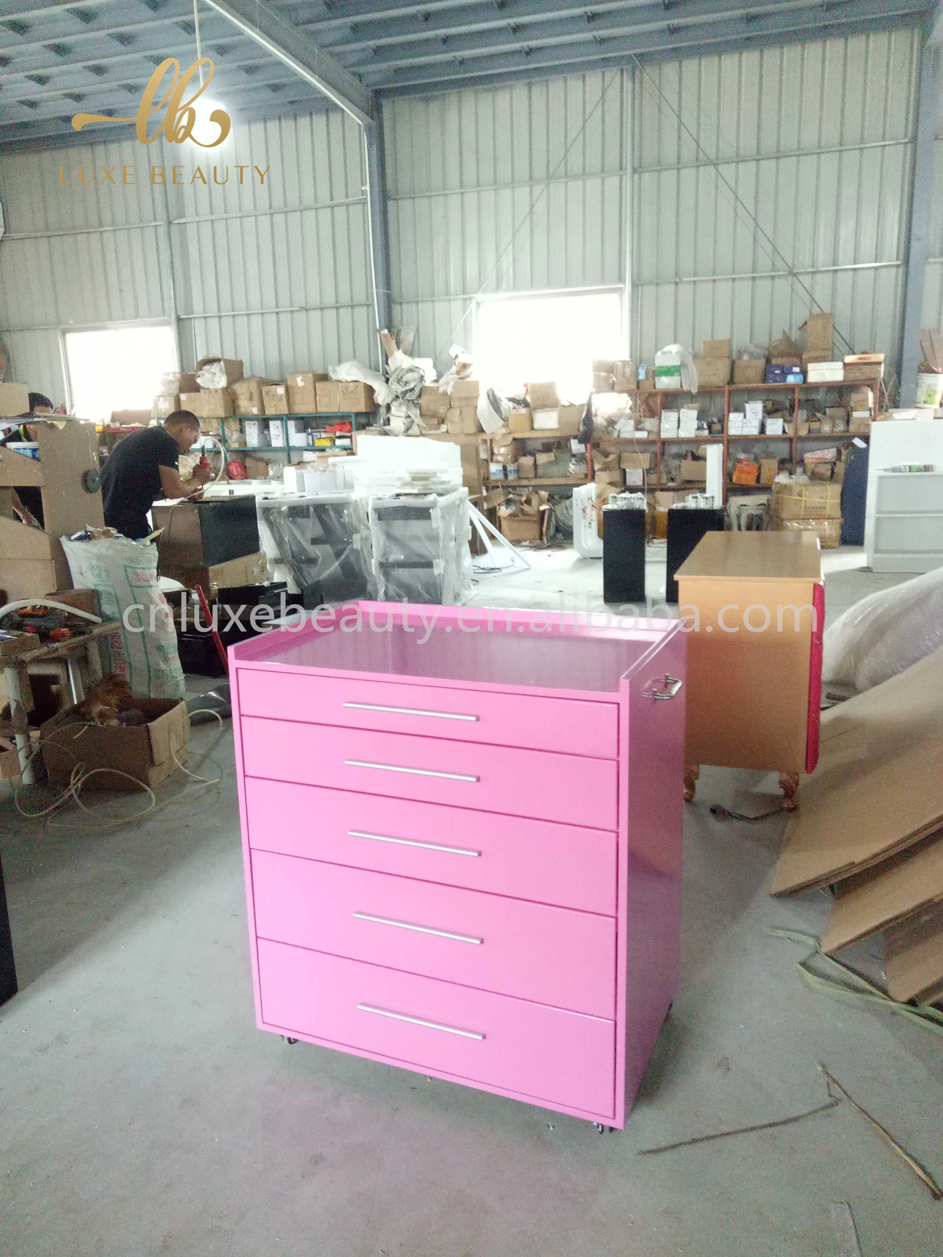 2023 Wooden dye rack with Stainless steel sink display shelf Barber Shop Tool Cabinet Hair Salon Storage Drawer for hair salon