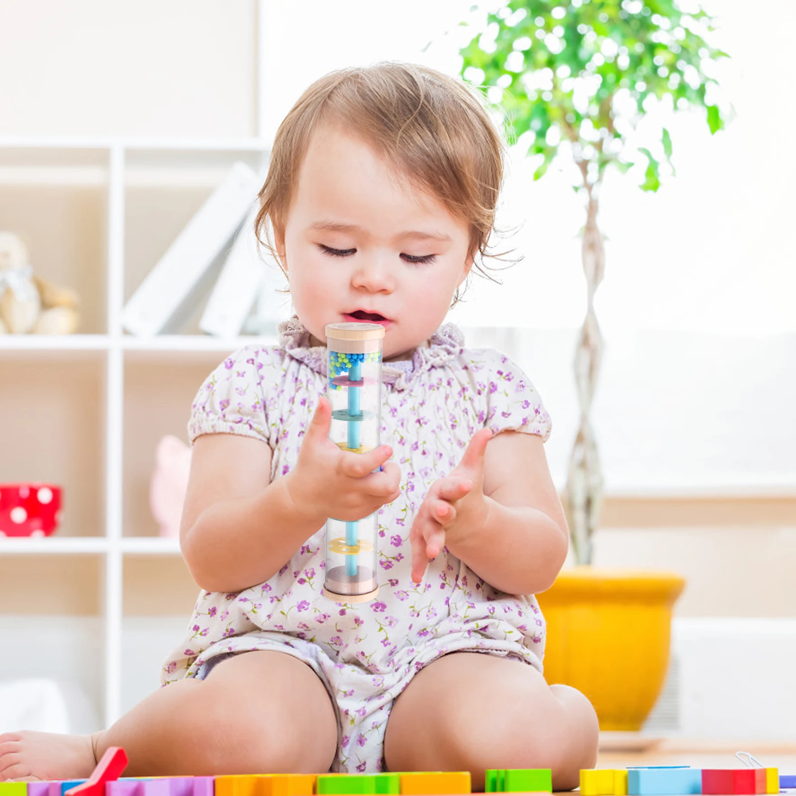 

Rain Sound Tube Baby Educational Musical Infant Stick Soothing Kids Fine Craftsmanship Cartoon Design Beads Falling