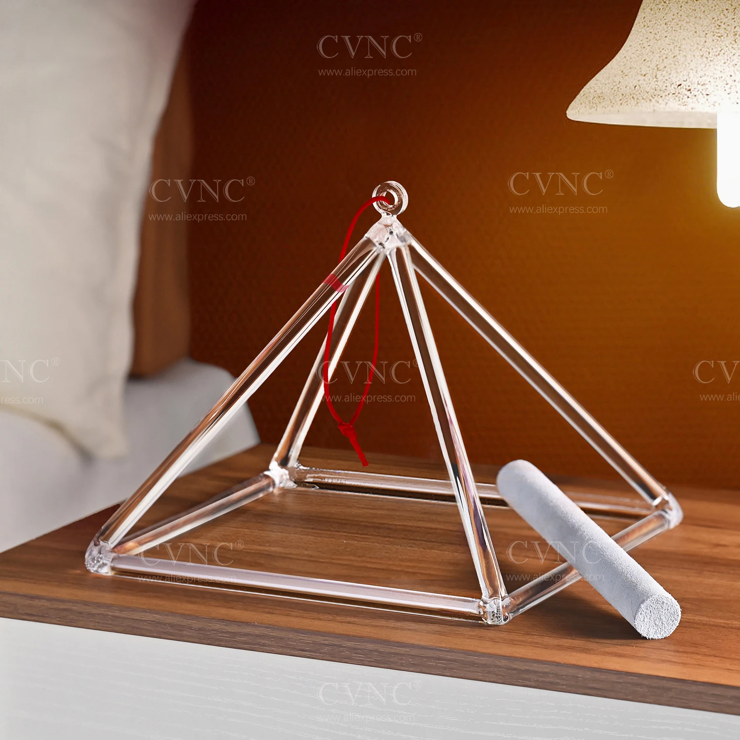 

CVNC 10 Inch Clear Quartz Crystal Singing Pyramid with Free Mallet for Sound Healing with/without Carry Bag