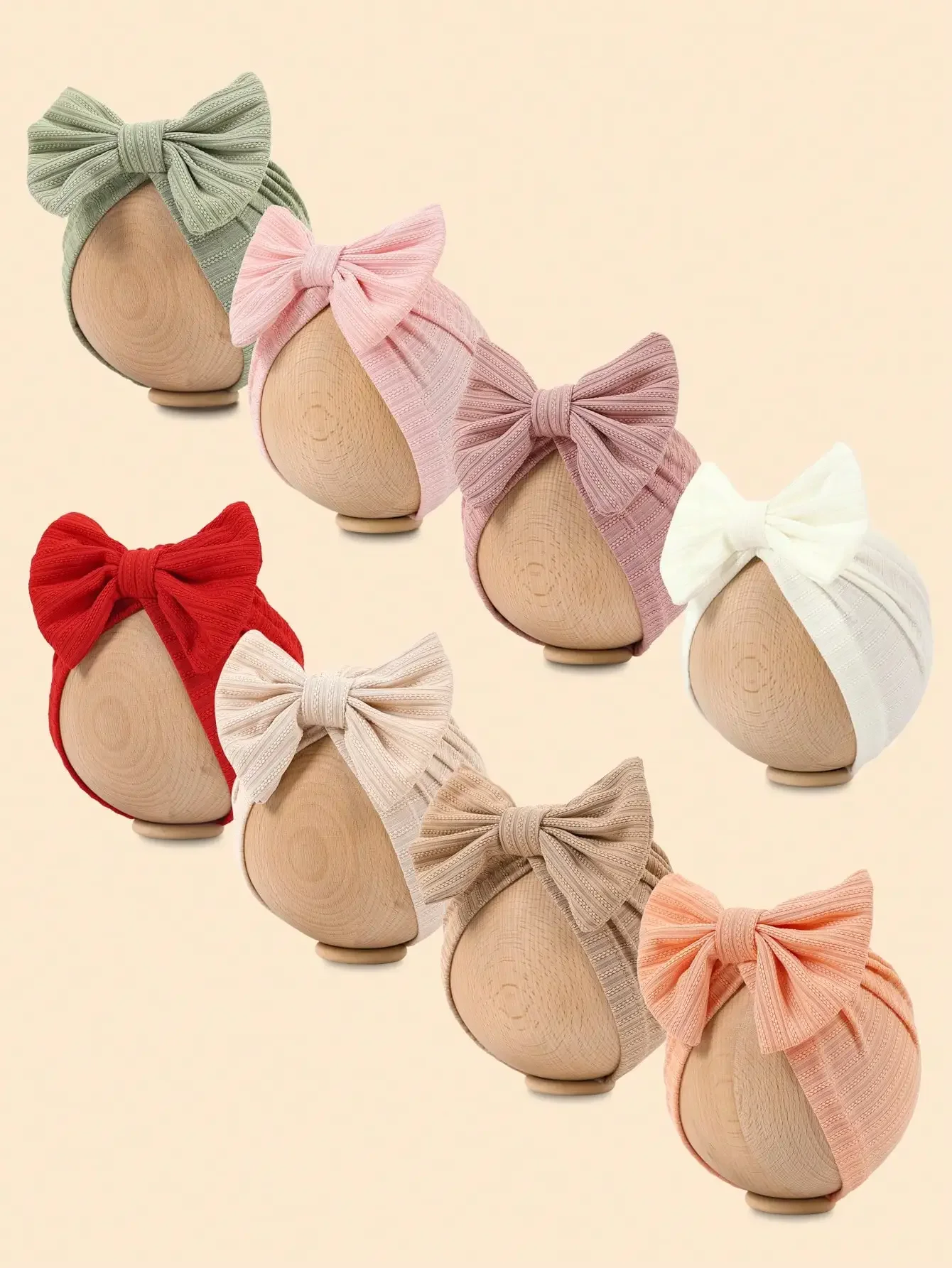 

8 Colors Spring And Autumn Style Embroidered Headband Hat With Bow Decoration For 1-12 Months Old Babies, Newborn Baby Girl And Baby Boy Clothes Knitted Hand Sewn Stretch Fabric, Bow Hair Accessories For Girls, Children's Hair Accessories, Cute Decoration