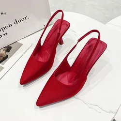 Women's sexy Red Heels New Women's Summer strappy sandals Comfortable pointy women's sandals Fashion stilettos