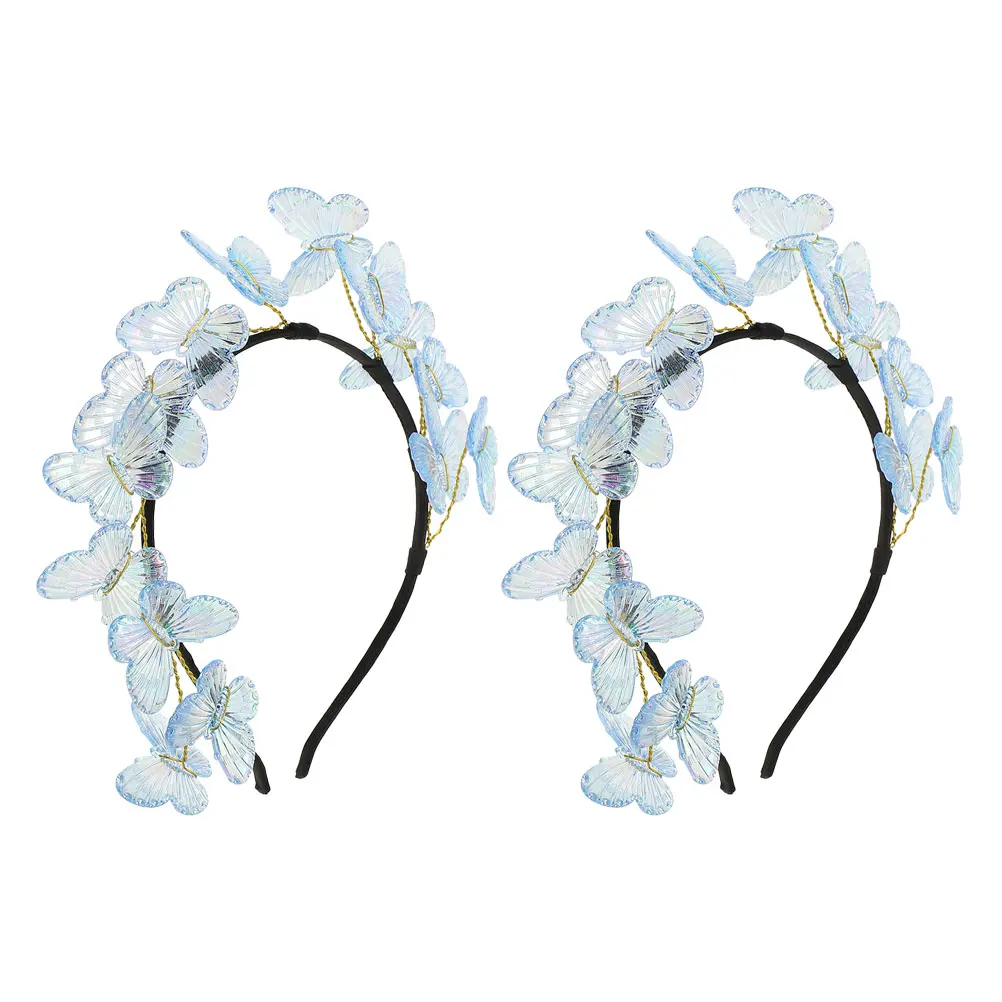 

Butterfly Headdress Headpiece for Women Cute Sky-blue Plastic Bride Party Headband