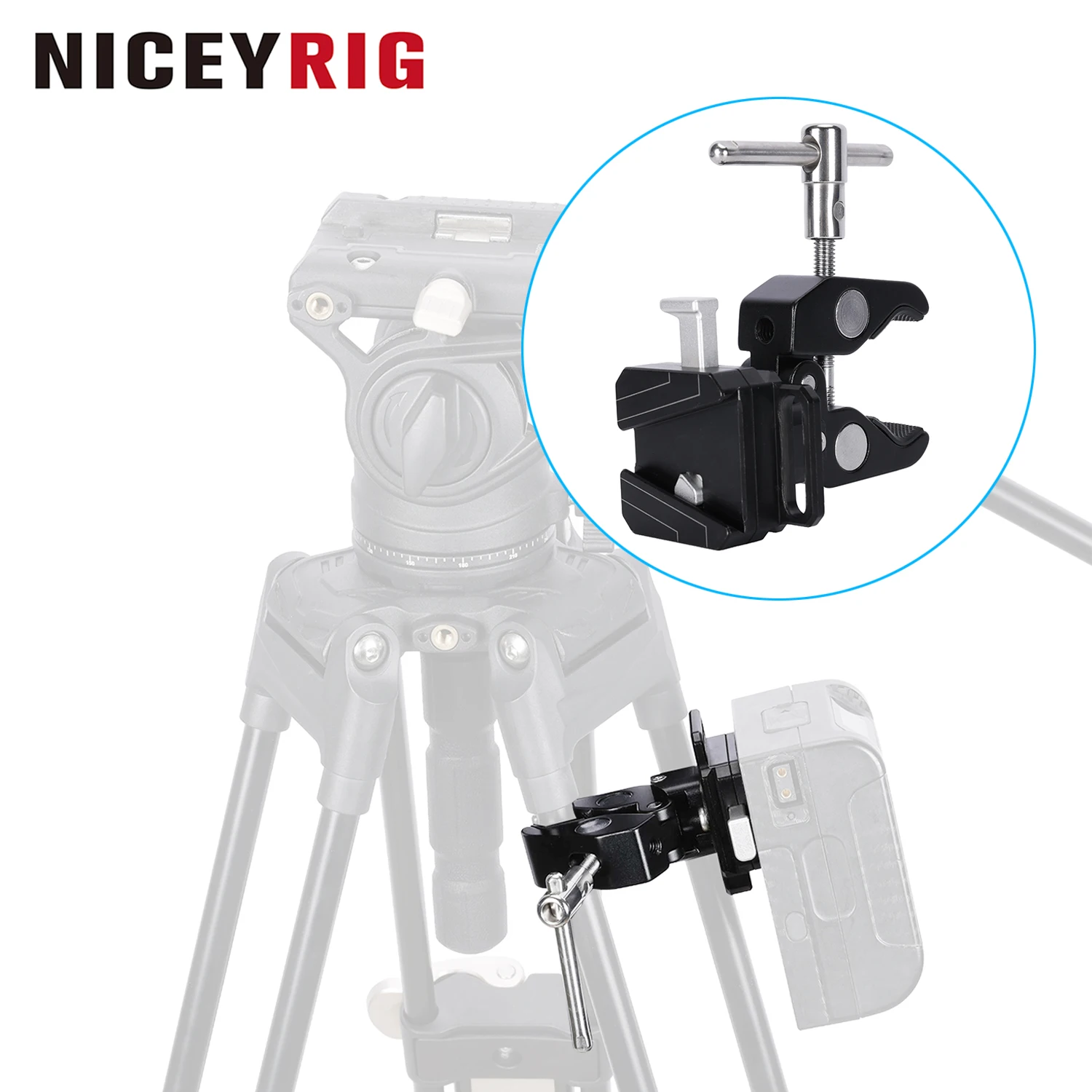 

NICEYRIG Super Clamp with V-Lock Mount Quick Release Adaptor for DSLR Camera Battery - Max Clamp Opening 55mm