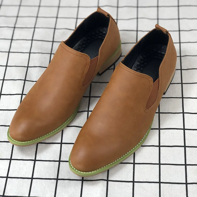 

Spring Autumn New Style Men's Leather Shoes Simple Casual Single Shoes Daily Pointed Men's Shoes