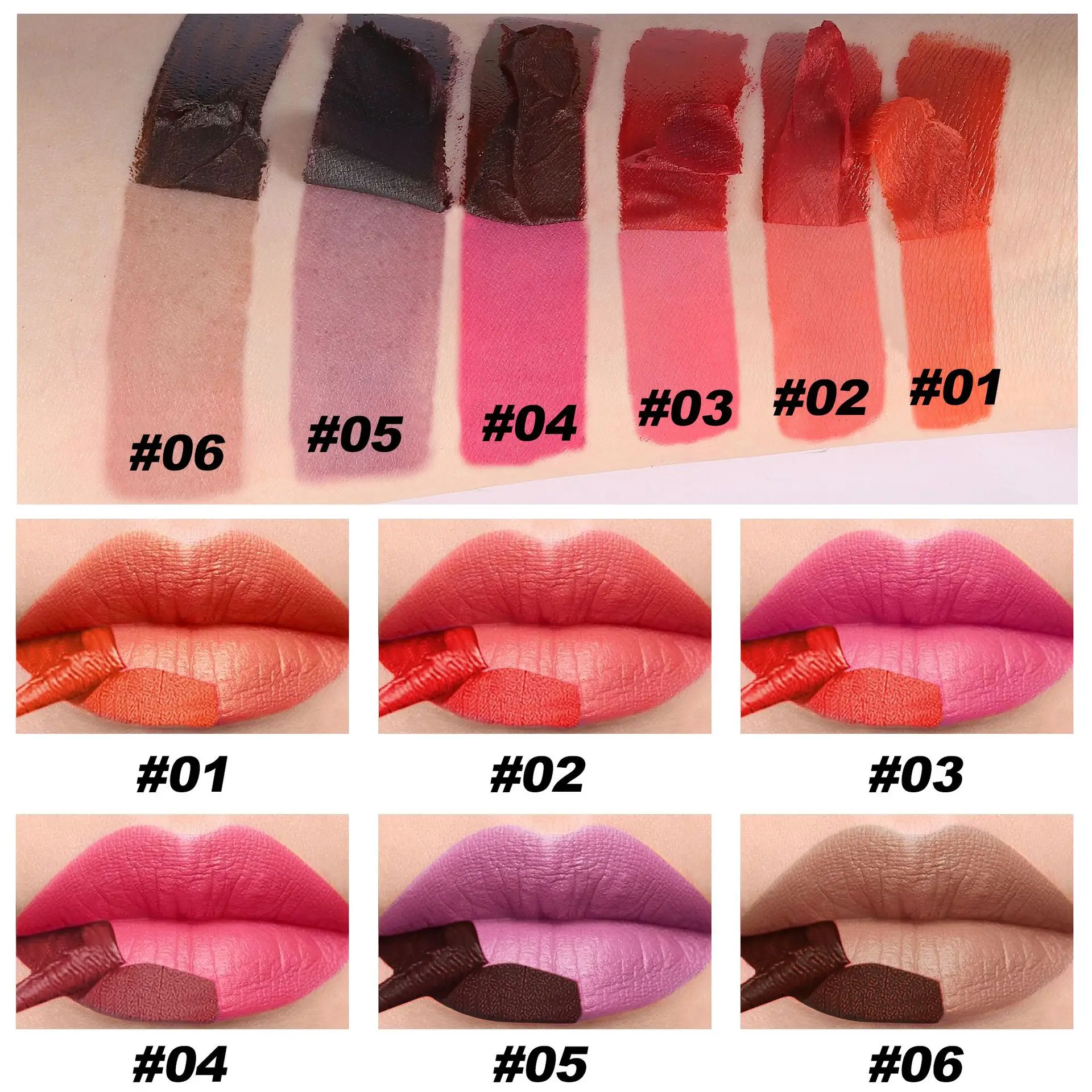 

6 Colors Peel Off Lip Stain Matte Finish Long Lasting Transfer Proof Lip Color Non Drying for Women Essential Beauty Make Up
