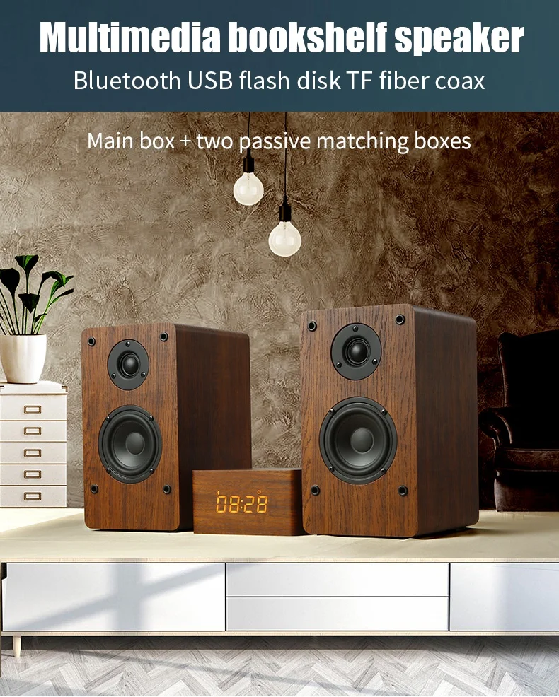 wooden bluetooth  Speaker Desktop Two-Wa High Power HiFi Audio Speaker Passive Bookshelf Surround Home Theater Speaker Sound Box