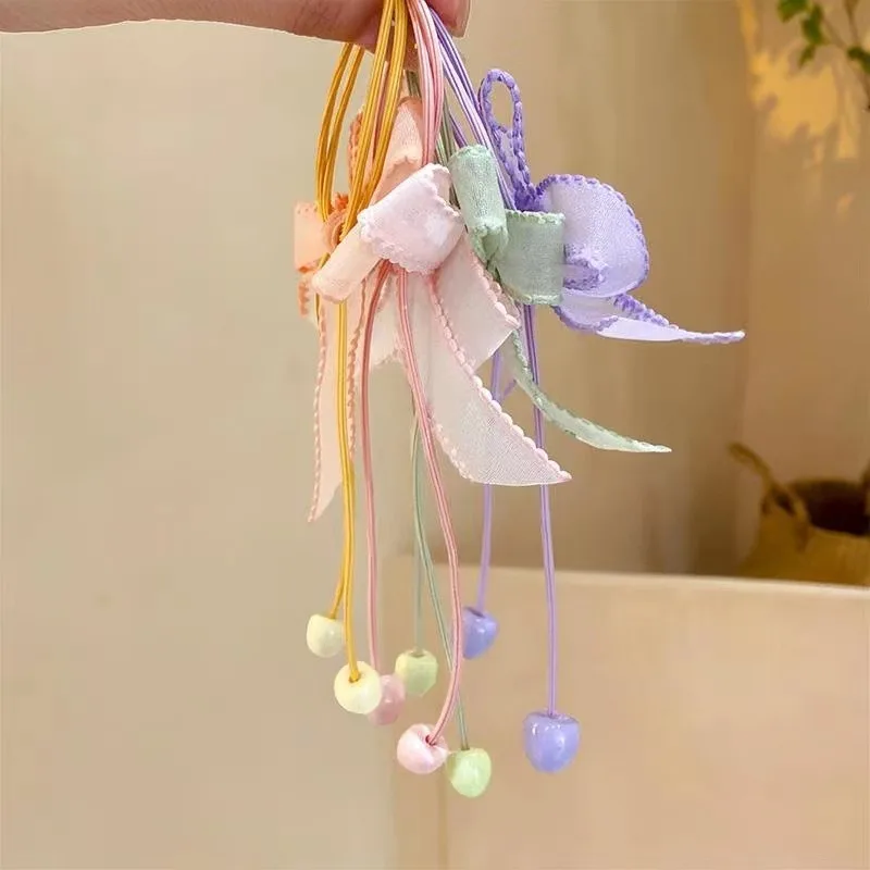 Accesorios para el cabello con lazo de 2 piezas para niña, bandas elásticas para el pelo de dibujos animados, accesorios para el cabello de princesa para bebé