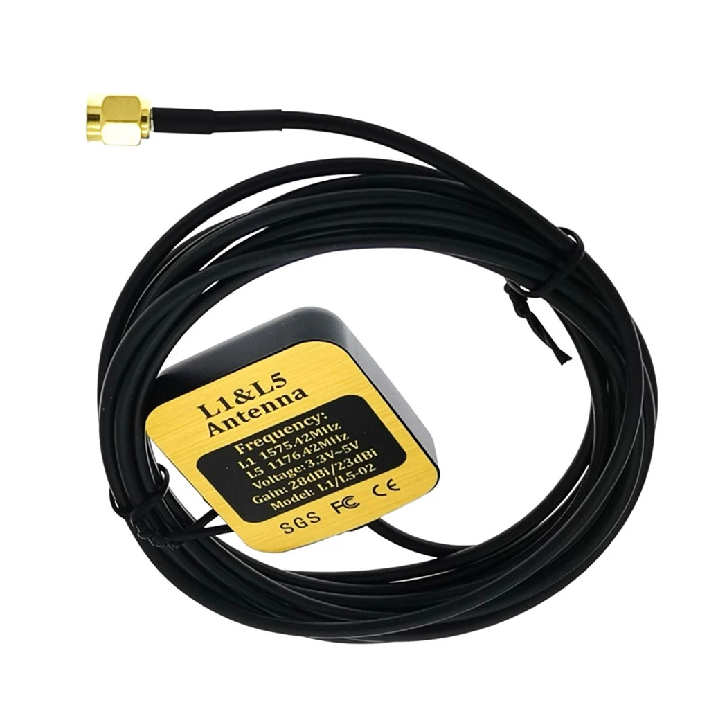 External GNSS High-Precision L1&L5 Dual-Frequency Antenna GPS Navigation Positioning 28dBi High Gain 3m Cable SMA TNC BNC