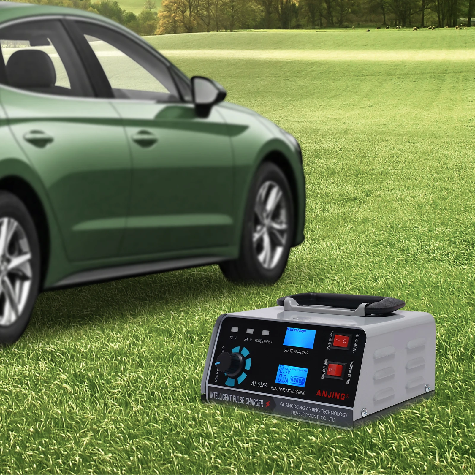 Dużej mocy automatyczna ładowarka akumulatorów 400W, ładowarka samochodowa 12V/24V z funkcją automatycznego wyłączania ładowania.