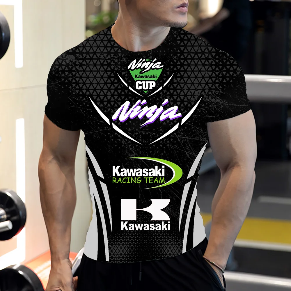 Kawasaki Motorcycle 2025 Summer Men's New 3D Printed T Shirt Men Street Casual Sports Fashion T-shirt Unisex Couple Cycling Tees