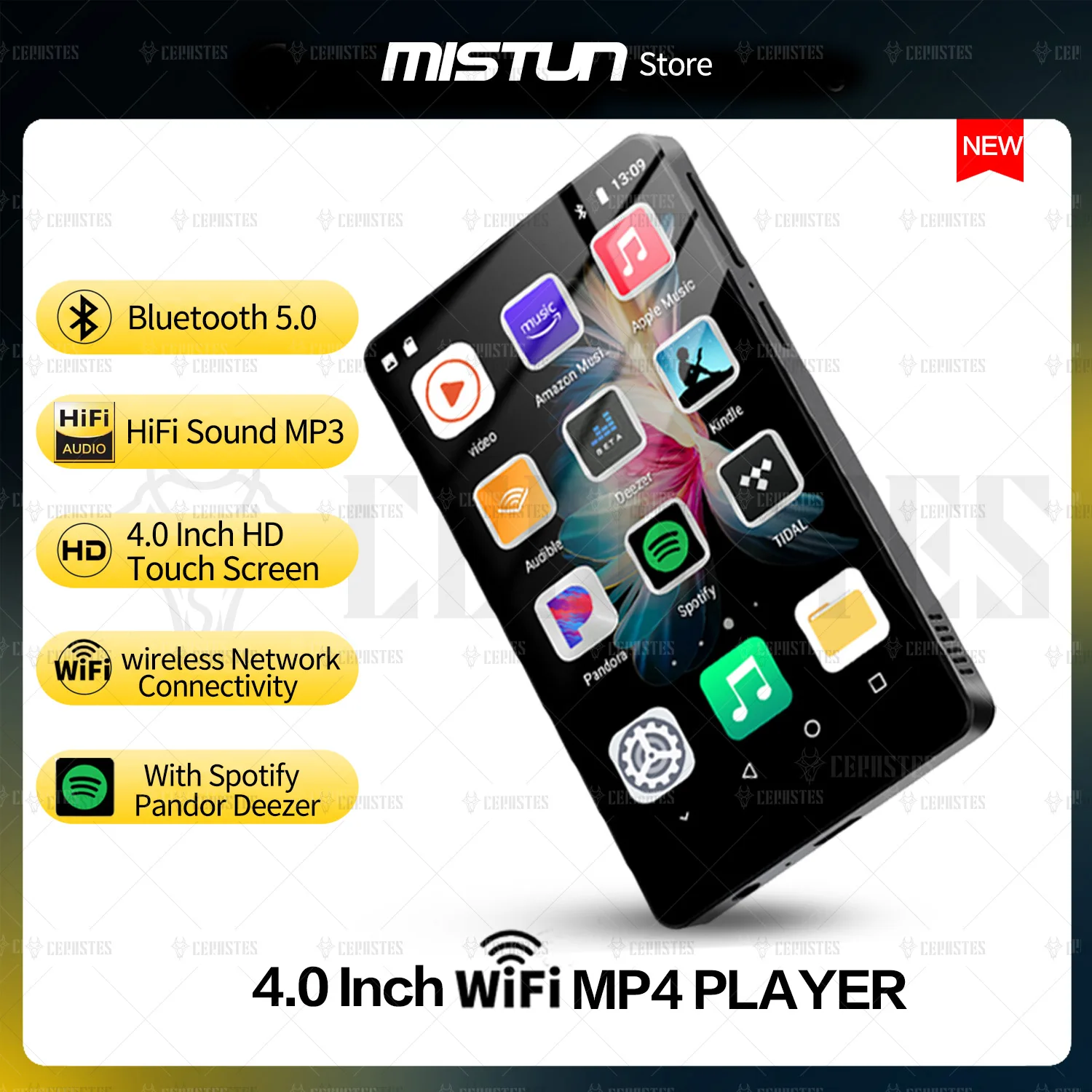 

2023NEW 4.0 inch WiFi MP4 Player Android 8.1 MP3 Music Player Bluetooth HiFi Sound Walkman Spotify Player/Pandora/Tidal/Deezer