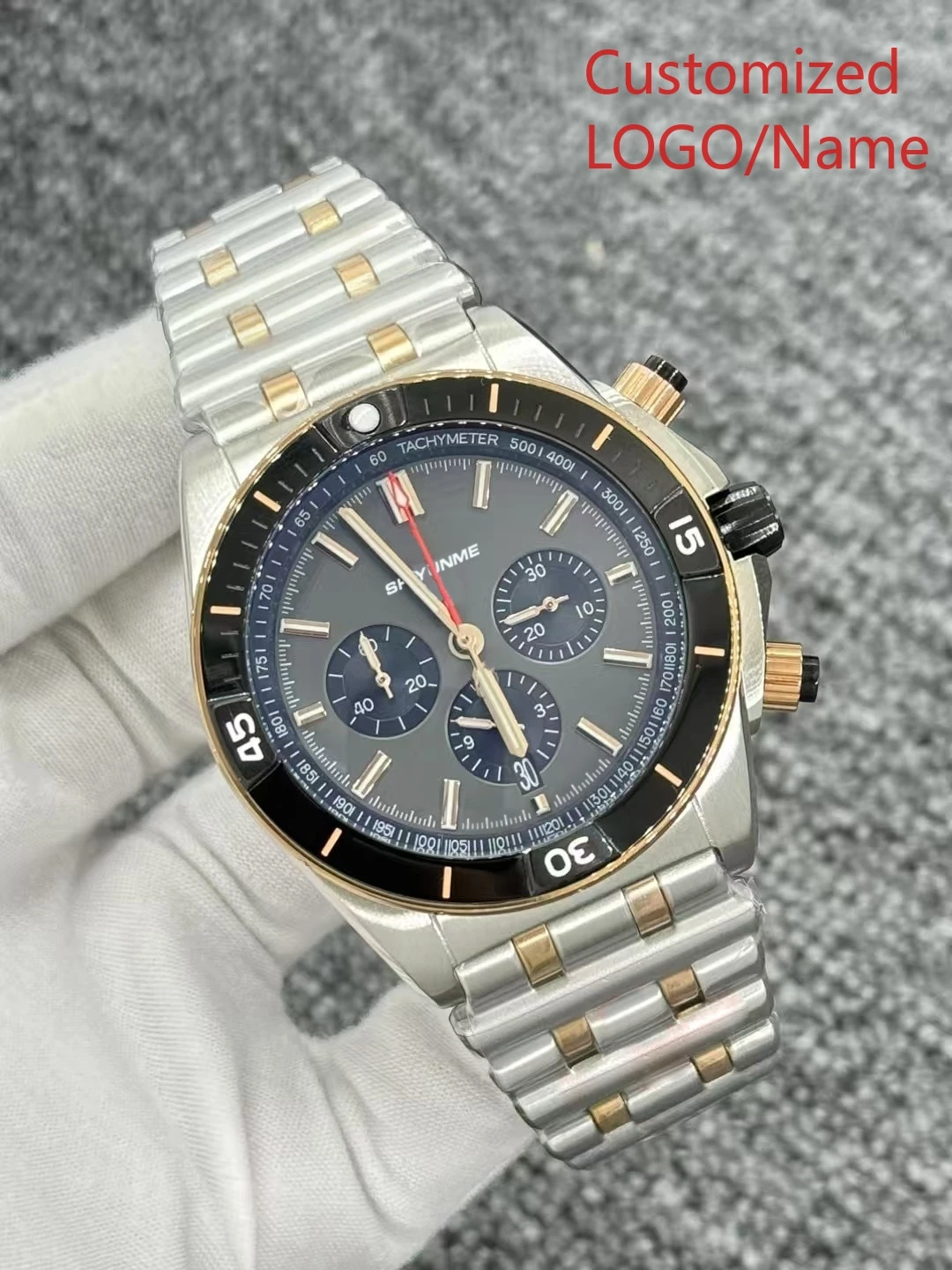 46MM Unisex Sports Watch World Time 904L Stainless Steel All Hands Fully Functional