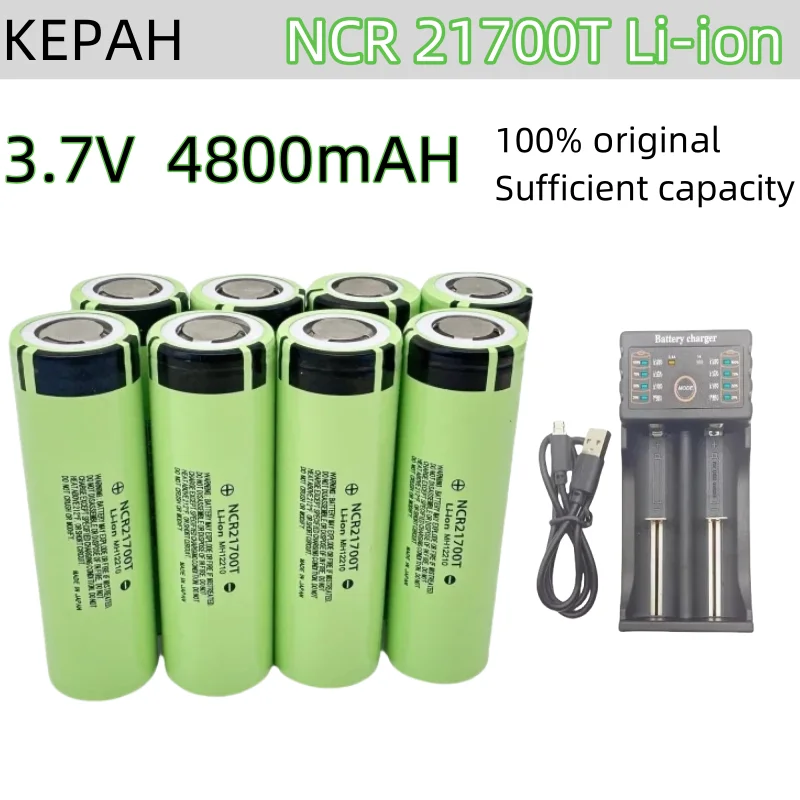 1-12pcs KEPAH NCR 21700T Li-ion 4800mah Rechargeable Battery 3.7V 5C discharge High Power batteries For High-power Appliances