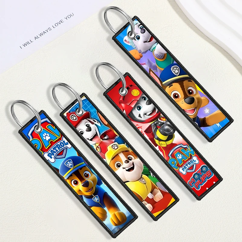 Paw Patrol Ribbon Keychain Cartoon Dog Print Webbing Key Chains for Cars Bag Backpack Decoration Boy Girl Lanyard Keyring