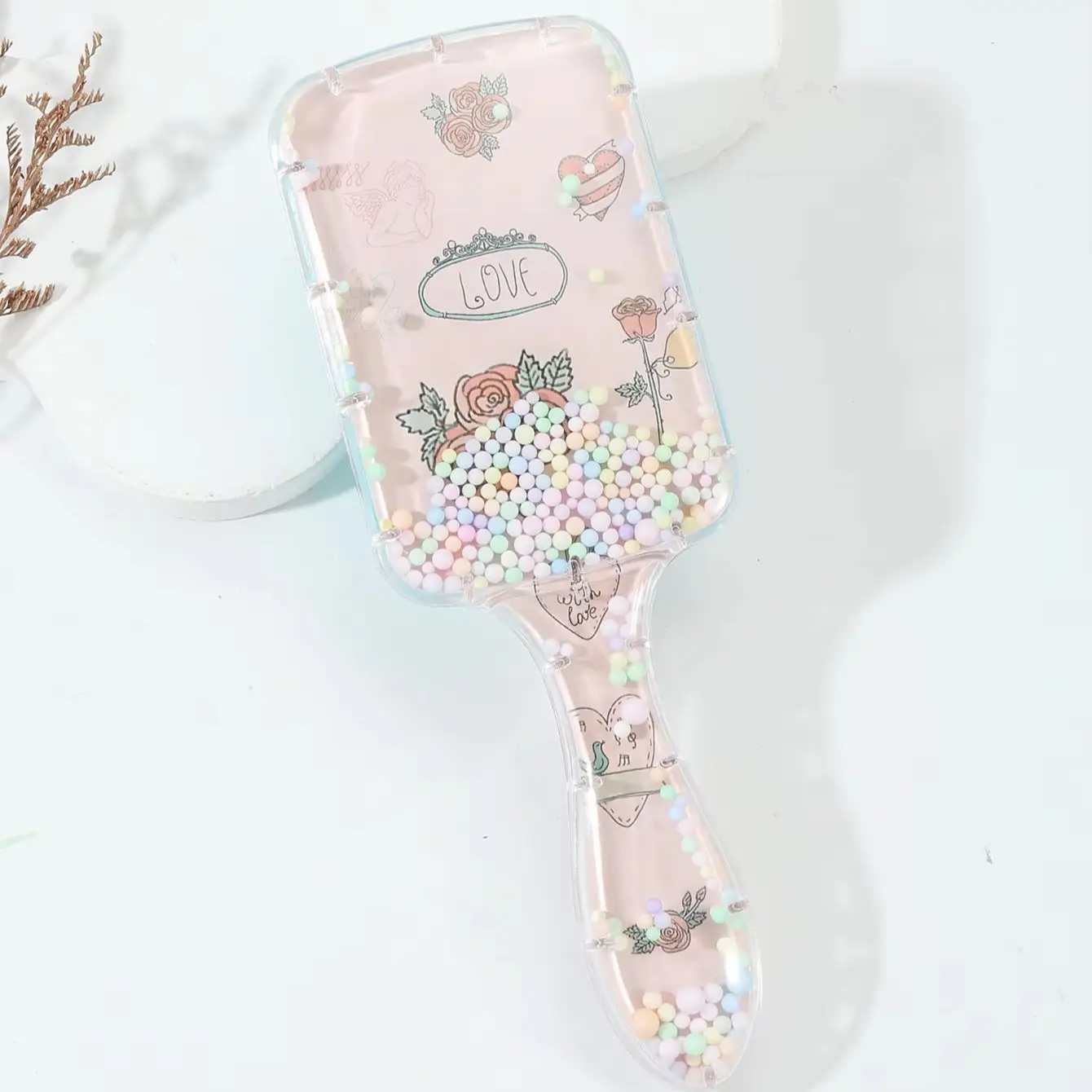 Cartoon transparent square straight hair comb, scalp massage and foam plastic comb For Hair Accessories view 3