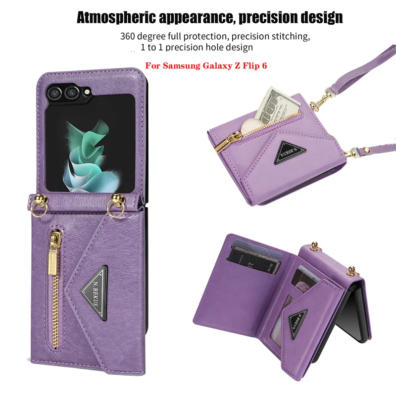 

For Samsung Galaxy Z Flip 6 5 4 3 5G Shockproof Wallet Card Slot Flip Leather Cover Case For Galaxy Z Flip 6 5G Bracket Cover
