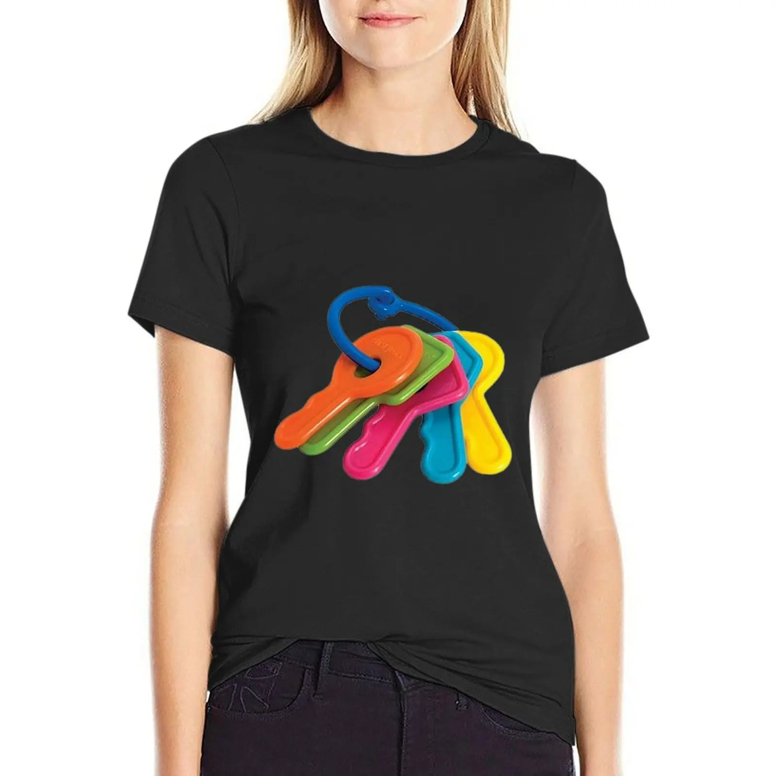 

plastic toy keys T-Shirt funny korean fashion summer blouses woman 2024