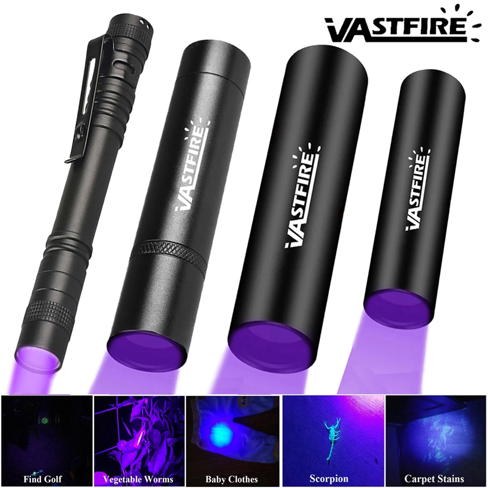 

Mini UV Flashlight 365nm 395nm Ultraviolet Torches Portable USB Rechargeable Violet Light Pet Urine Scorpion Detector UV Lamp