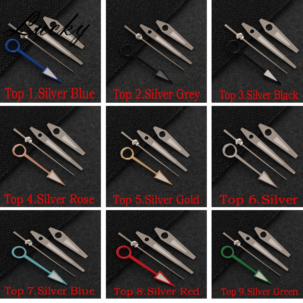 عالية الجودة 4 دبابيس GMT NH34 الأيدي الفضة الأسود ارتفع الذهب ساعة الأيدي الأخضر مضيئة الساعات مؤشرات تناسب NH34A/NH35/ حركة