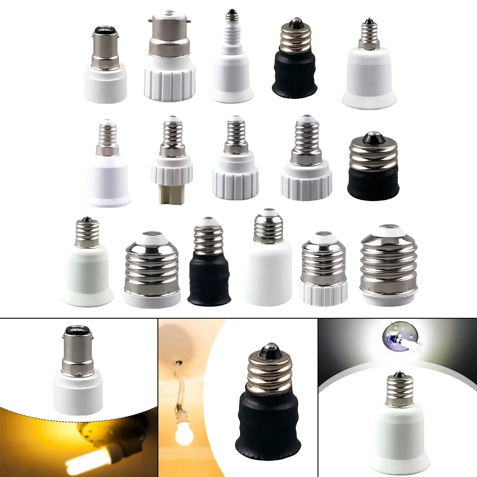 

Адаптер основания светильника Устойчивый к высоким температурам Простота установки Стандартный держатель адаптера цоколя для лампочки Адаптер светодиодной лампы