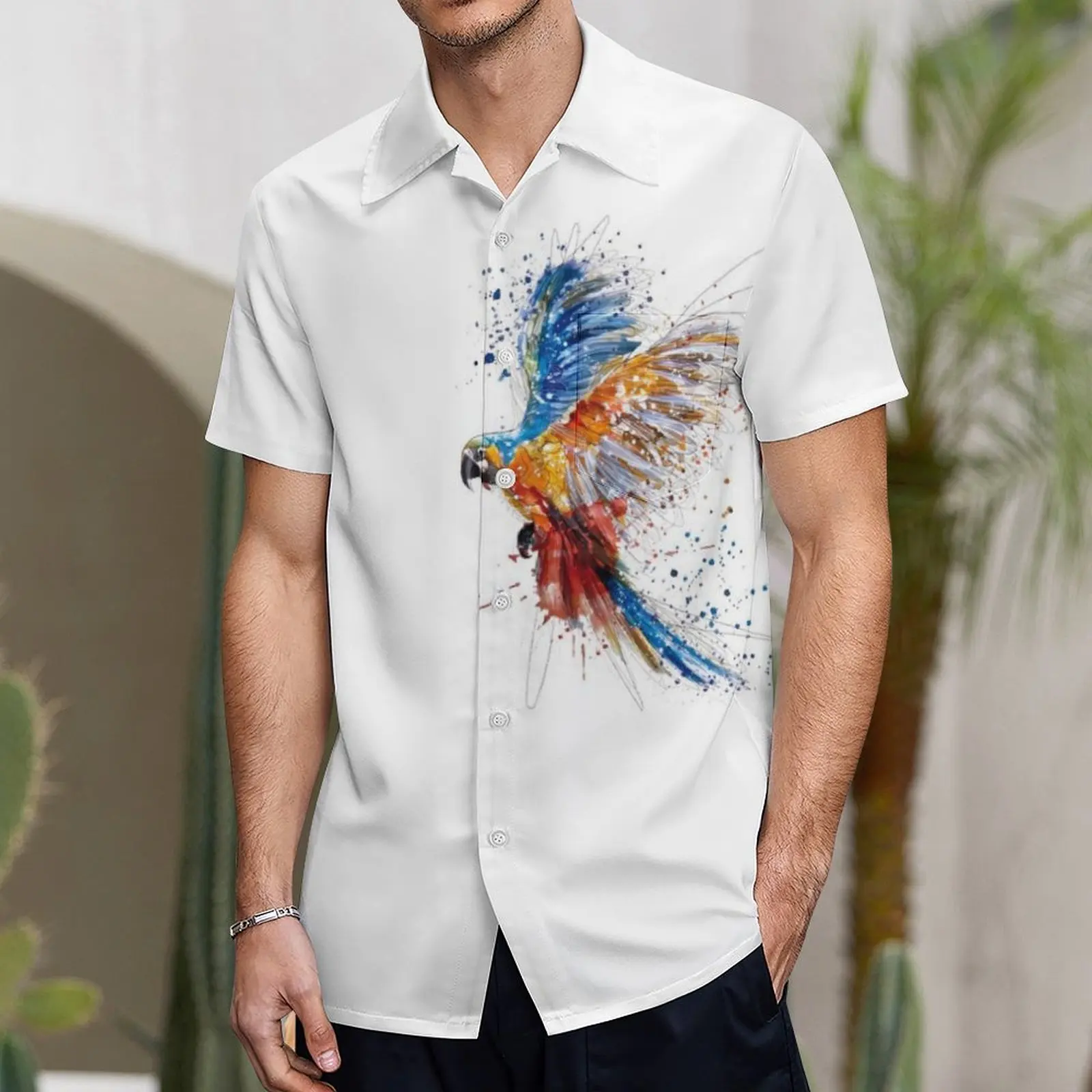 

New 3d Colorful Bird Shirt For Mens Short Sleeve Tops Fashion Designer Apparel Oversized Summer Clothing Hawaiian Men Shirt Tees