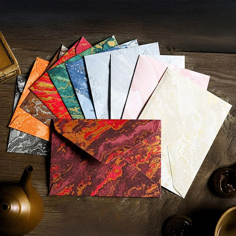 100Pcs Gift Envelope Gilded Relief Texture Paper Envelopes Wedding Party Invitation Packing Envelope Letter Storage 16.2x11.4cm