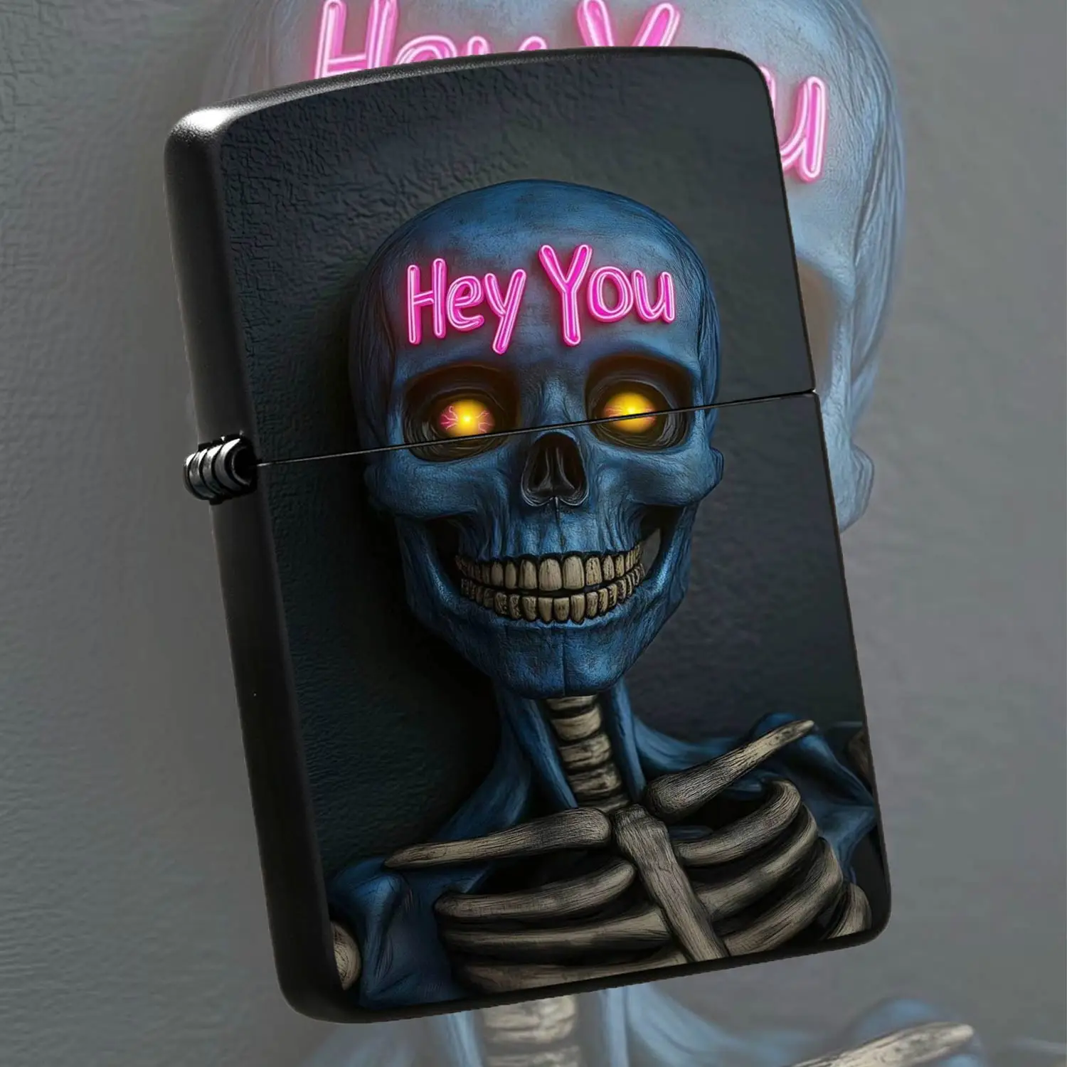Fun Blue Skeleton Decor Lighter, Vivid Neon Hey You Mark, Universal Fit for All Daily Scenarios, Cool Portable Practical Item, Unique Thoughtful Gift for Friends and Hobbyists, Ideal for Daily Carry or Desktop Display A Humorous And Intere