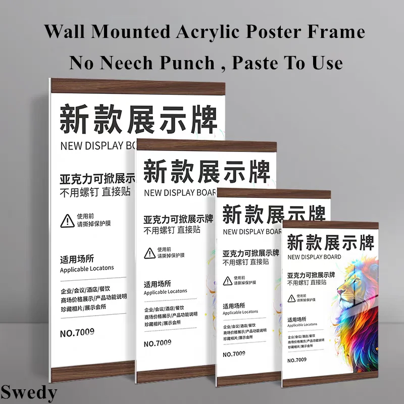 A5 148x210mm Home Decor Wedding Wood Photo Picture Frame Wall Mount Magnetic Menu Price Holder Acrylic Sign Holder Poster Frame