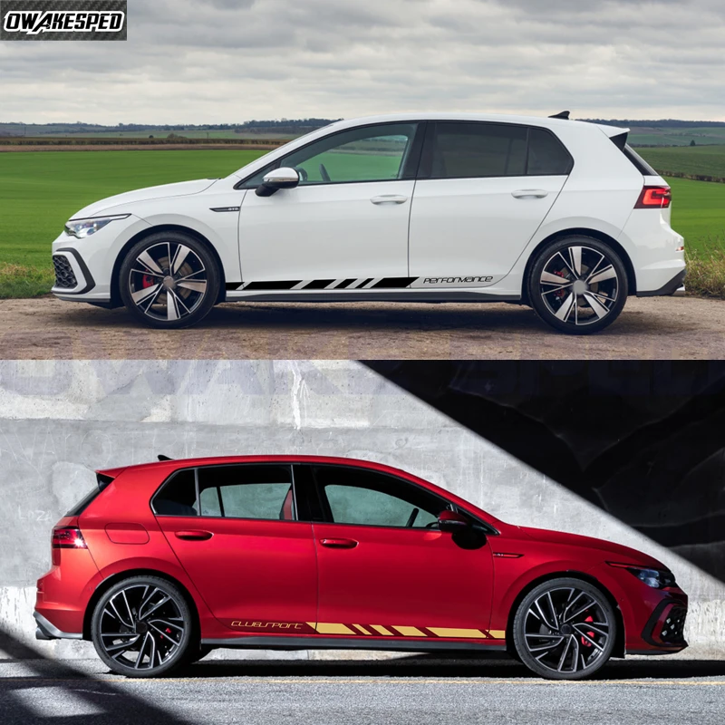 2PCS Car Door Side Skirt Sticker PERFORMANCE Sport Stripes For-Volkswagen Golf MK7/8 GTD-Rline-GTI Tuning Accessories DIY Decals