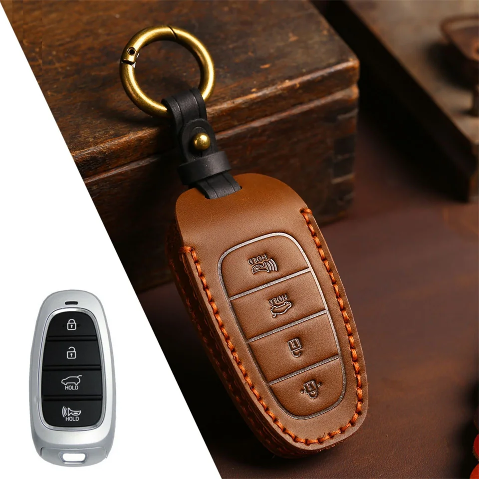 Car Key Case Cover for Hyundai Solaris Sonata Hybrid NEXO NX4 New Grand Santa Fe Tucson 2020 2021 Accessories Car-Styling