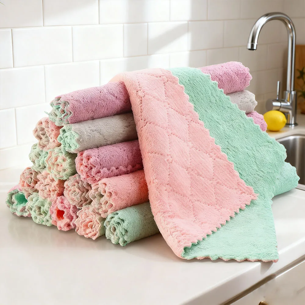 

Тряпки и полотенца для уборки дома - мягкие, впитывающие, быстросохнущие, идеально подходят для мытья посуды, протирки рук, использования в ванной и на кухне