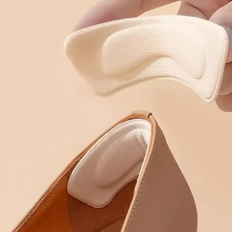 8pcs (4Pairs) Beige & Black Self-Adhesive Heel Grips, Soft Anti-Wear Non-Slip Shoe Heel Inserts for Long Walking Standing